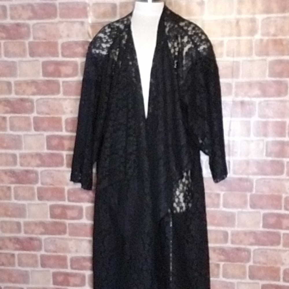LuLaRoe Black Lace Long Kimono L